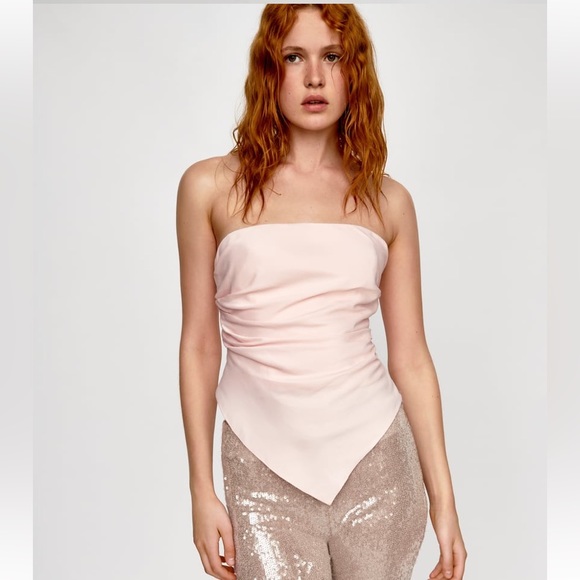 Strapless Satin Effect Scarf Top